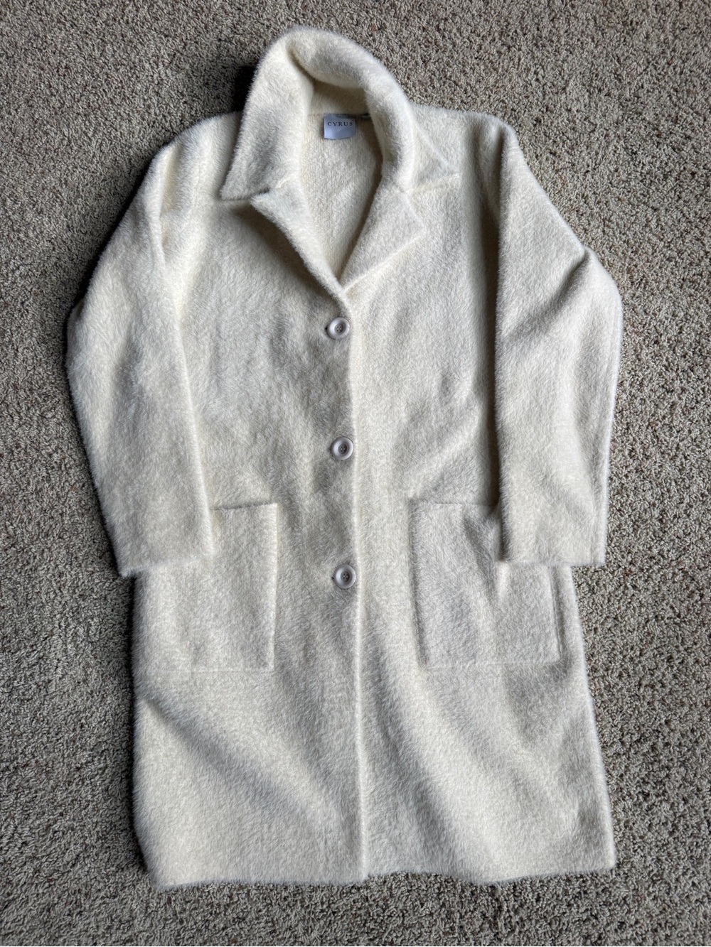 Cyrus Cream Textured Button-Front Coat
